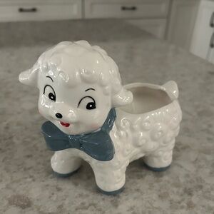 “New” DW Home Candle- White Ceramic Lamb with Blue Accents 7.4 oz